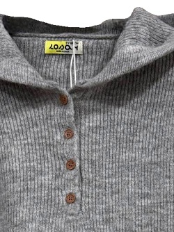 Stricktunika von Losan mit Kapuze, grey melange, mit Knopfleiste, 23028